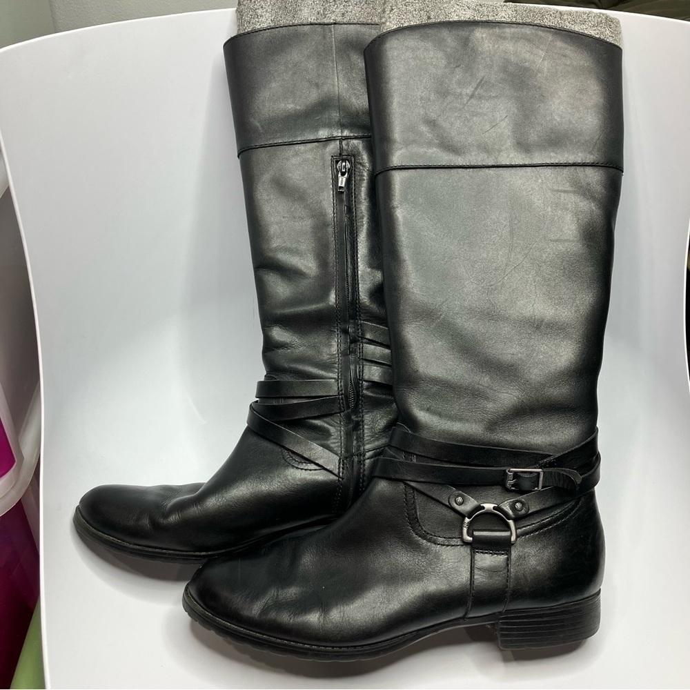 Lauren Ralph Lauren Savion knee high leather boots black size 9.5